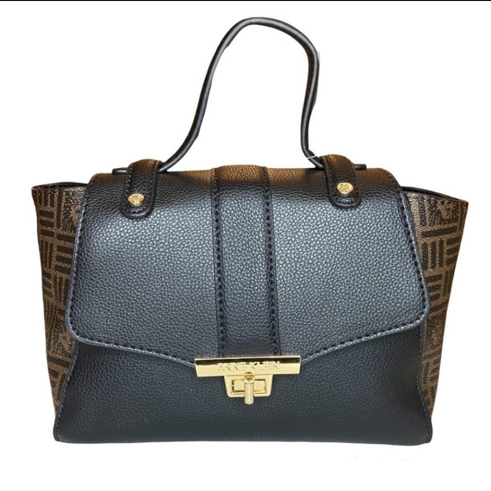 Anne Klein Logo Midi Satchel Black